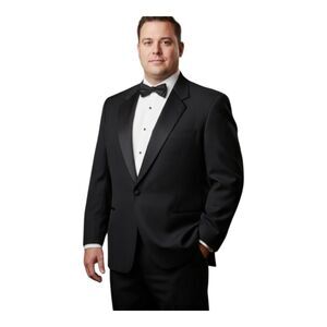 Fumagalli's Uomo Black Wool Tuxedo Jacket Blazer Satin Lapel Men's 46 R Formal